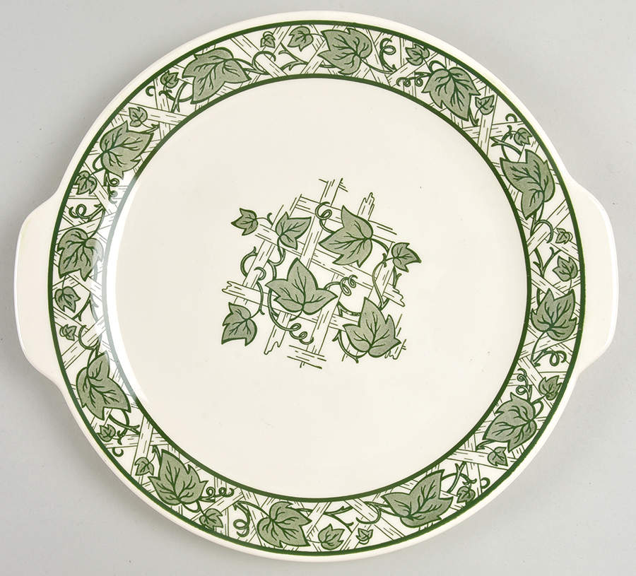 Green Trellis Handled Cake Plate by Royal (USA)-1