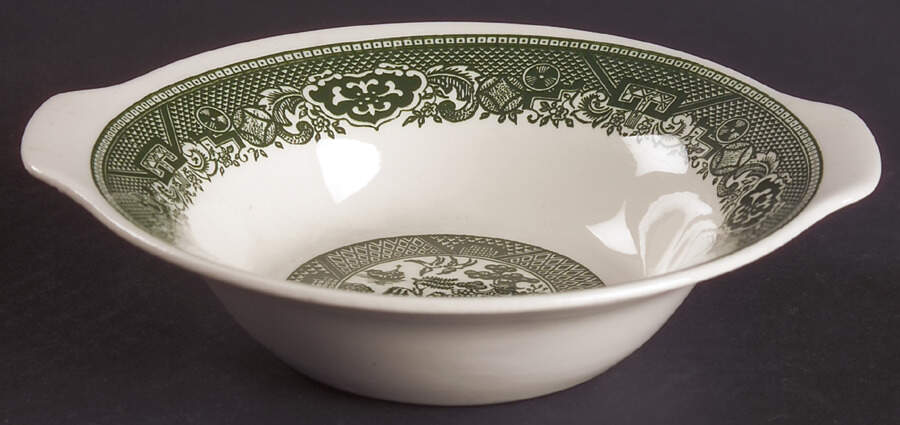 Green Willow Lugged Cereal Bowl by Royal (USA)-1
