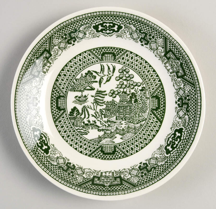 Green Willow Saucer for Flat Cup by Royal (USA)-1