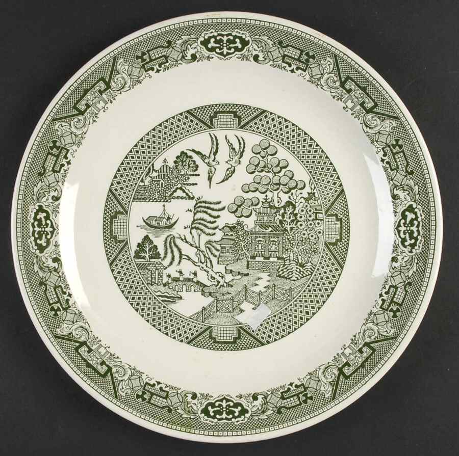 Green Willow 12" Chop Plate (Round Platter) by Royal (USA)-1