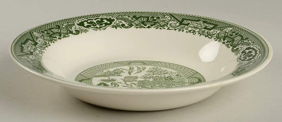 Green Willow Rim Soup Bowl by Royal (USA)-1