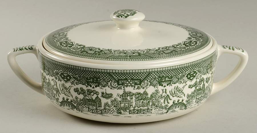 Green Willow Round Covered Vegetable by Royal (USA)-1