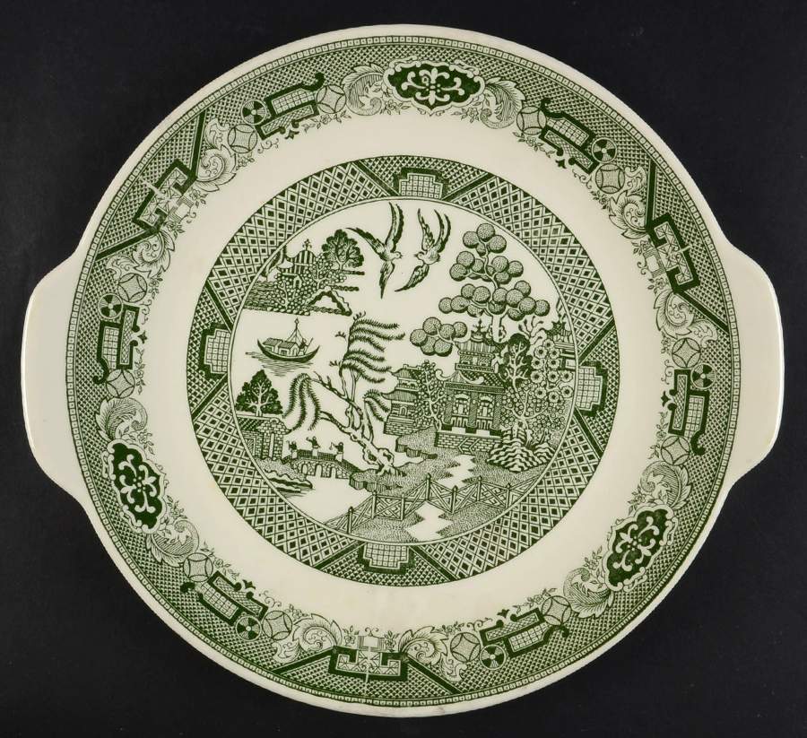 Green Willow Handled Cake Plate by Royal (USA)-1