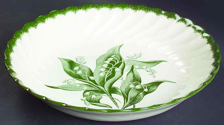 Lily of The Valley (Green Border) Pie Serving Plate by Royal (USA)-1
