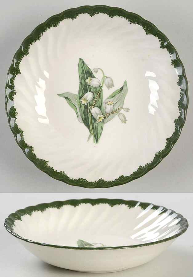 Lily of The Valley (Green Border) Fruit/Dessert (Sauce) Bowl by Royal (USA)-1