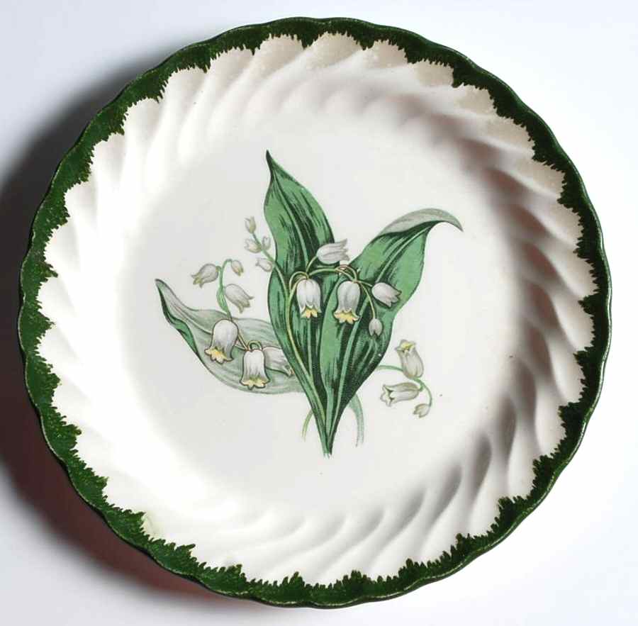 Lily of The Valley (Green Border) Bread & Butter Plate by Royal (USA)-1