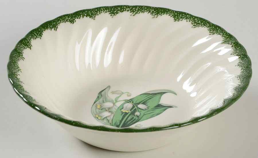 Lily of The Valley (Green Border) Coupe Cereal Bowl by Royal (USA)-1