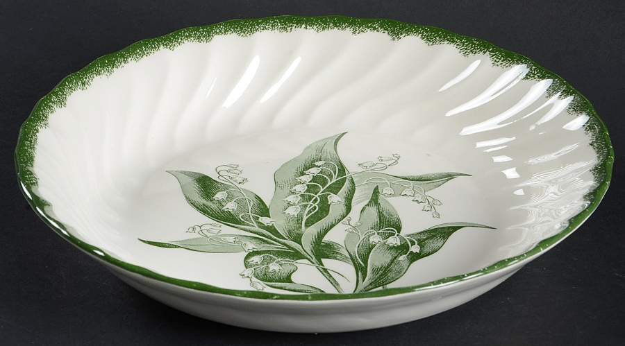 Lily of The Valley (Green Border) 9" Round Vegetable Bowl by Royal (USA)-1