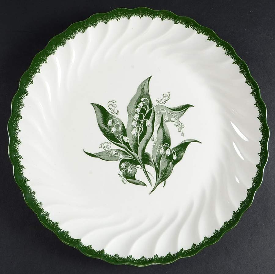 Lily of The Valley (Green Border) 12" Chop Plate (Round Platter) by Royal (USA)-1