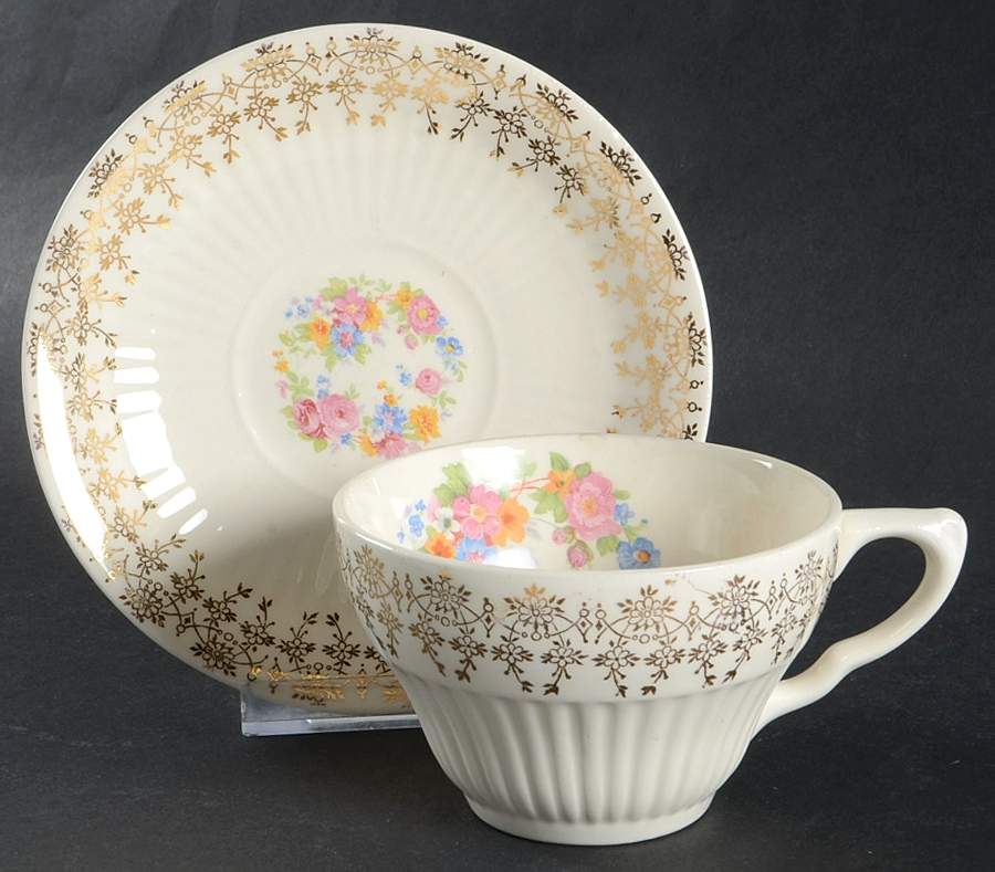 May Wreath Flat Cup & Saucer Set by Royal (USA)-1