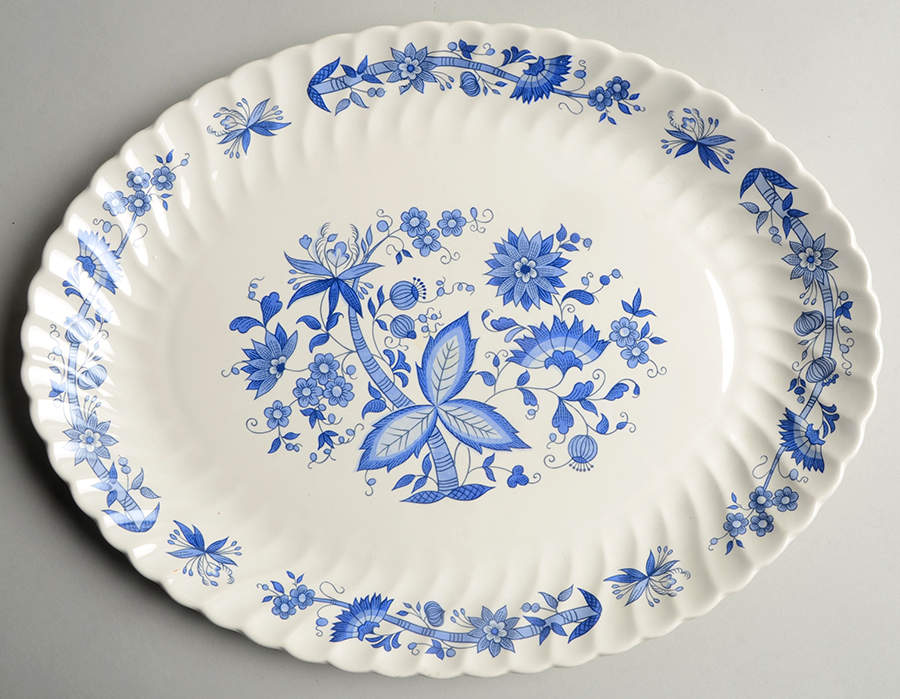 Meadow Blue 13" Oval Serving Platter by Royal (USA)-1