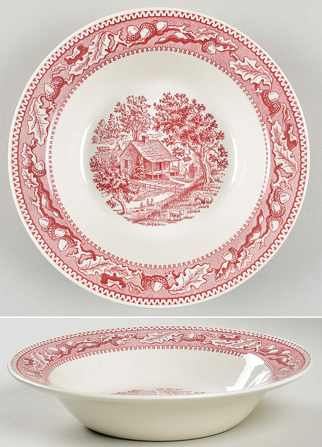 Memory Lane Pink 9" Round Vegetable Bowl by Royal (USA)-1