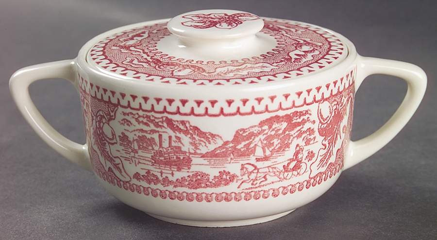 Memory Lane Pink Sugar Bowl & Lid by Royal (USA)-1