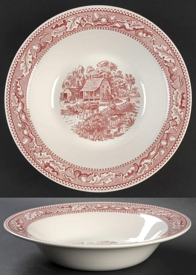 Memory Lane Pink 10" Round Vegetable Bowl by Royal (USA)-1