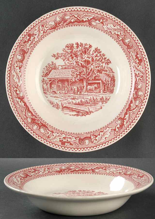 Memory Lane Pink Rim Soup Bowl by Royal (USA)-1