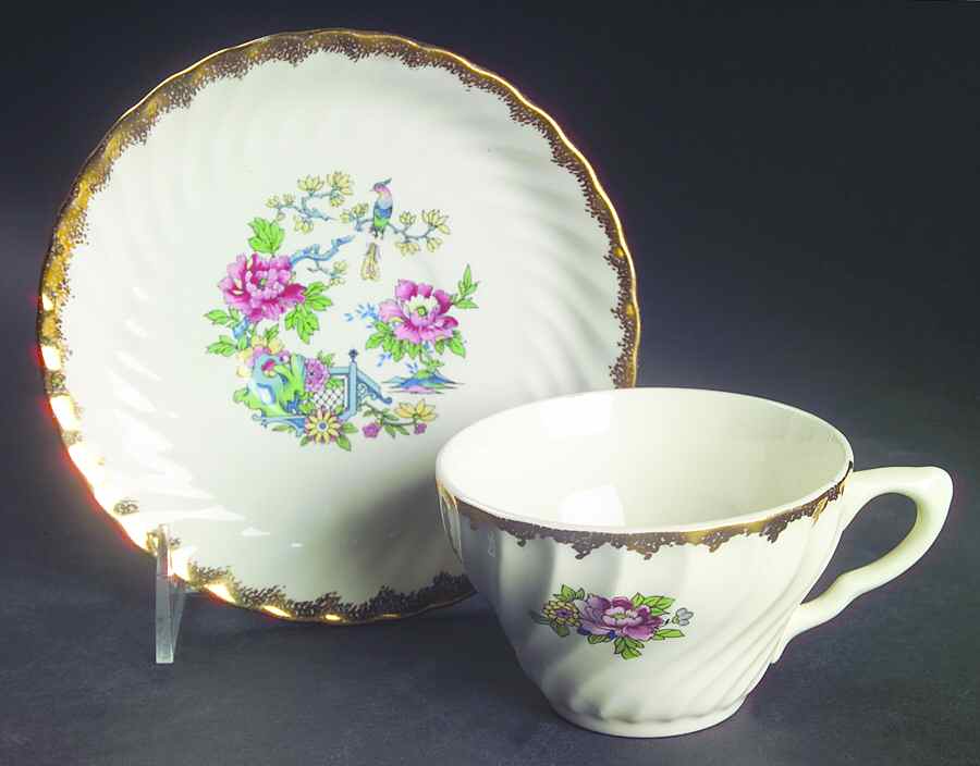 Ming Tree Flat Cup & Saucer Set by Royal (USA)-1