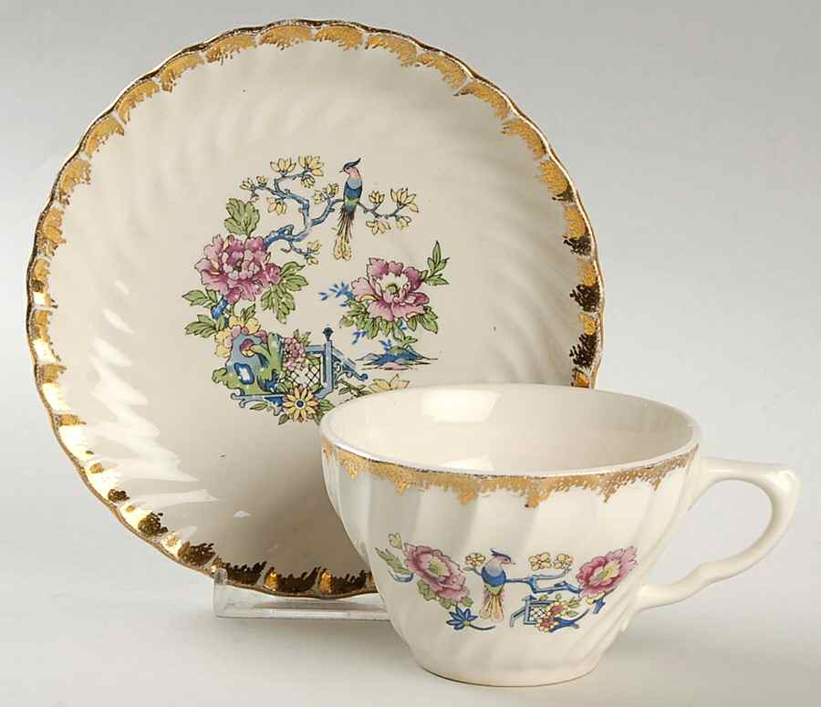 Ming Tree Flat Cup & Saucer Set by Royal (USA)-1