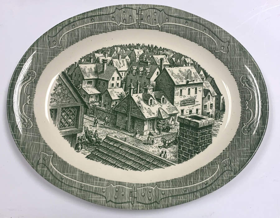The Old Curiosity Shop (Green) 11" Oval Serving Platter by Royal (USA)-1