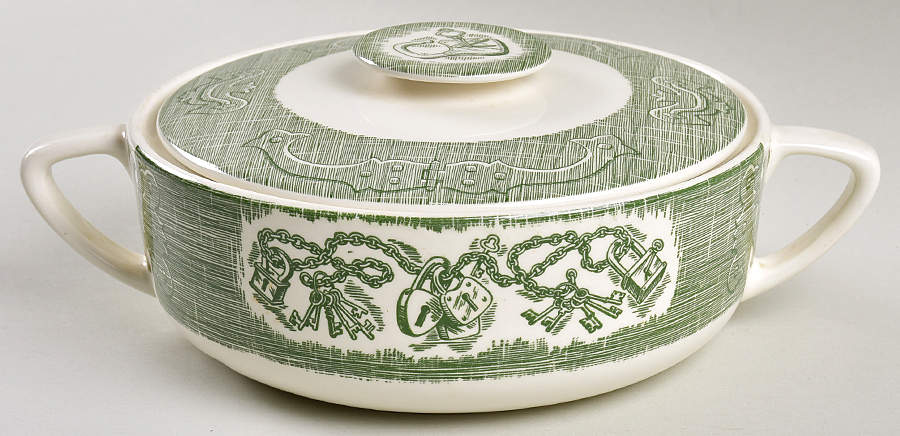 The Old Curiosity Shop (Green) 1.5 Qt Round Covered Casserole by Royal (USA)-1