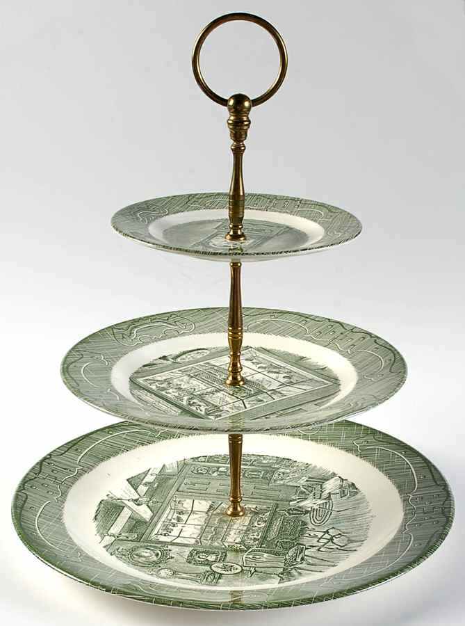The Old Curiosity Shop (Green) 3-Tiered Serving Tray (DP, SP, BB) by Royal (USA)-1