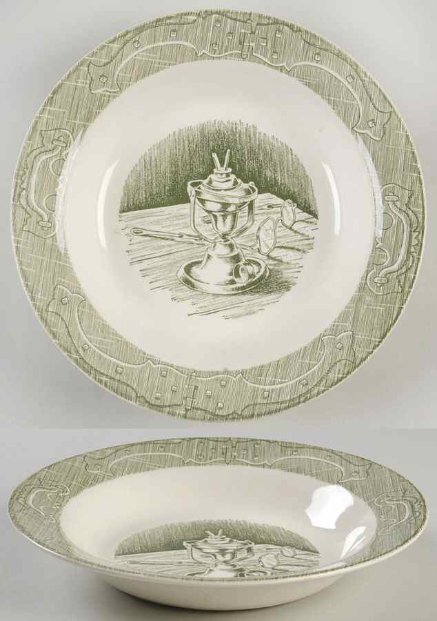The Old Curiosity Shop (Green) Rim Soup Bowl by Royal (USA)-1