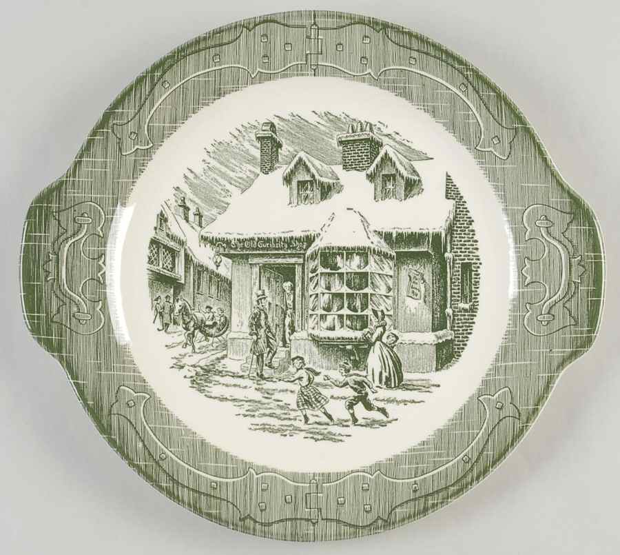 The Old Curiosity Shop (Green) Handled Cake Plate by Royal (USA)-1