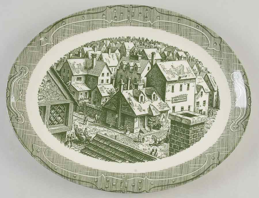 The Old Curiosity Shop (Green) 13" Oval Serving Platter by Royal (USA)-1