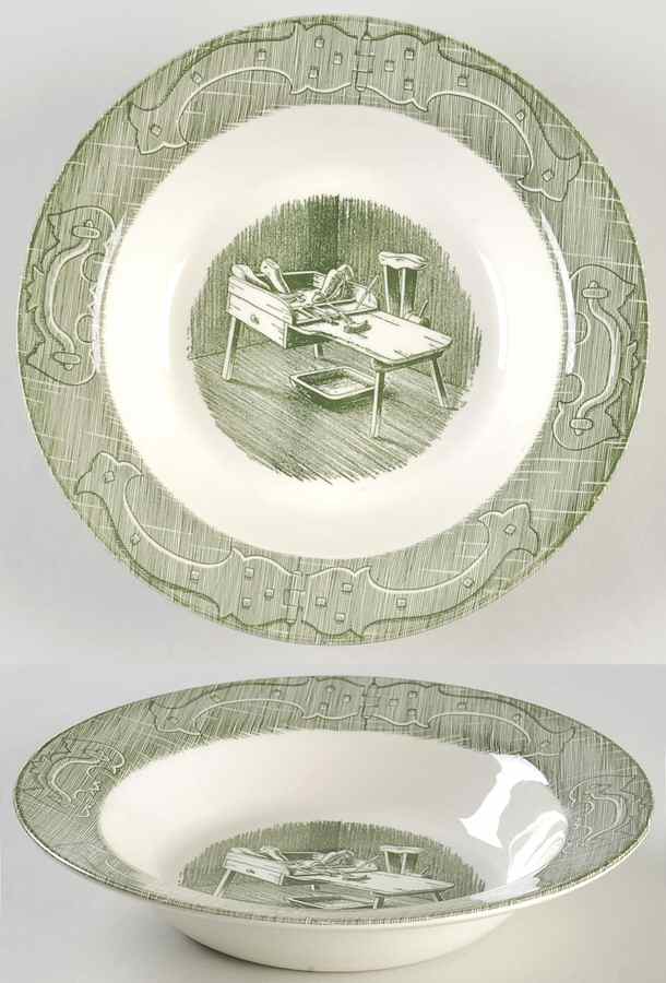 The Old Curiosity Shop (Green) 9" Round Vegetable Bowl by Royal (USA)-1