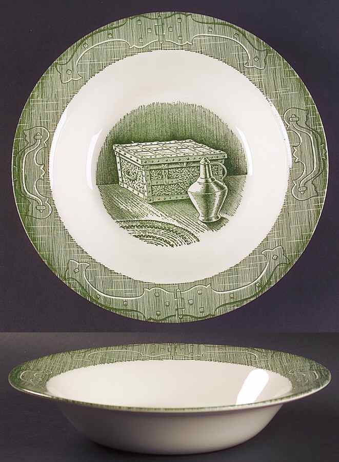 The Old Curiosity Shop (Green) 10" Round Vegetable Bowl by Royal (USA)-1