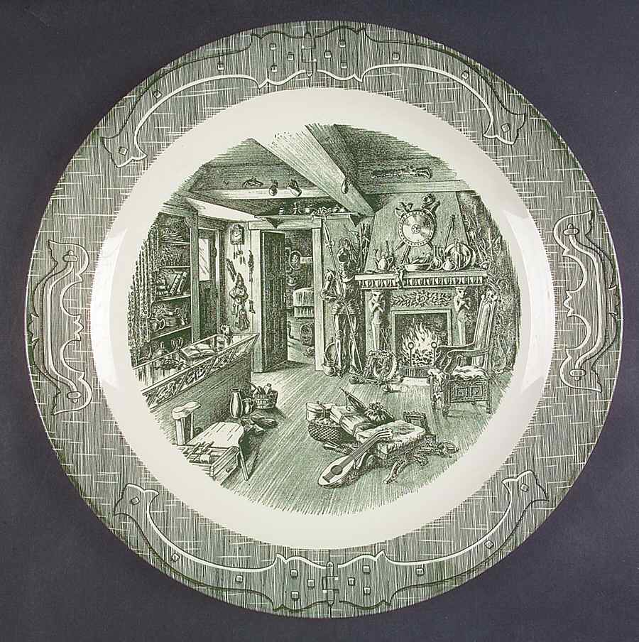 The Old Curiosity Shop (Green) 13" Chop Plate (Round Platter) by Royal (USA)-1