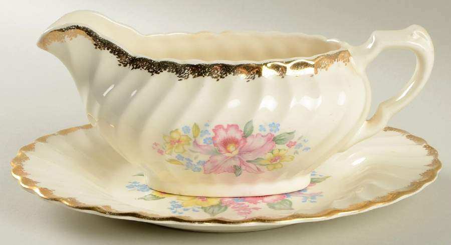Orchids N Love Gravy Boat & Underplate/Relish by Royal (USA)-1