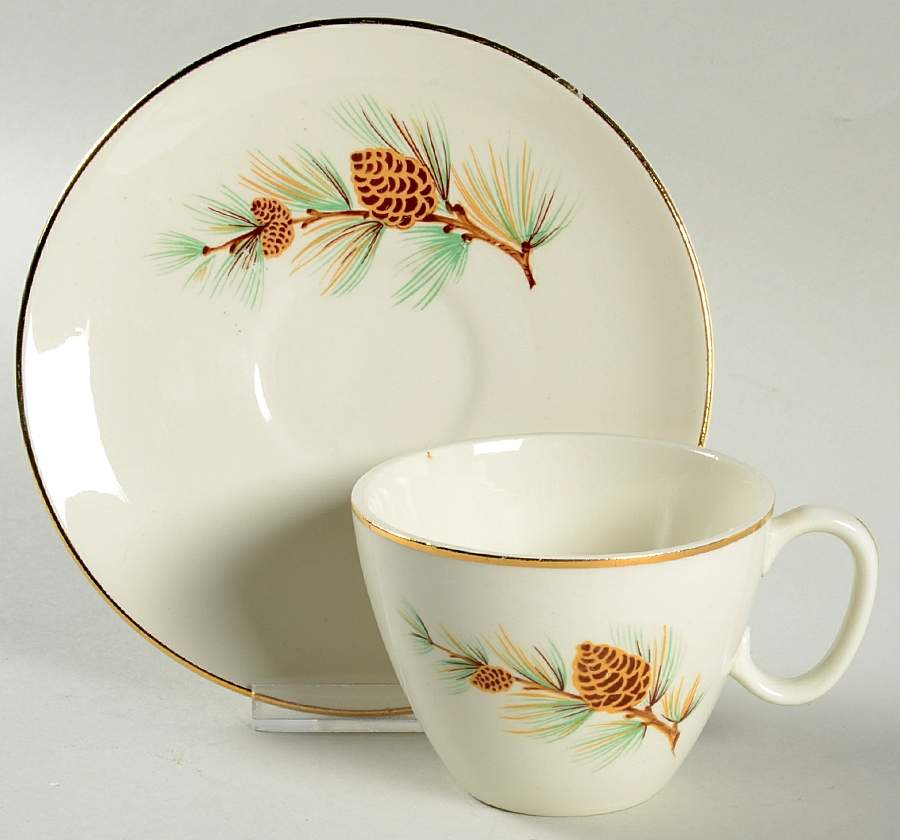 Pine Cone Flat Cup & Saucer Set by Royal (USA)-1