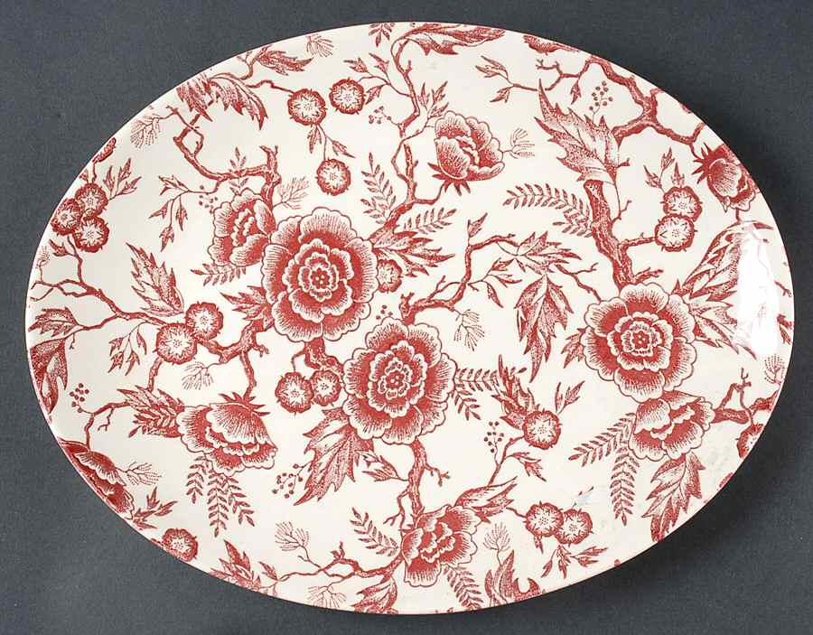Pink Tradition 13" Oval Serving Platter by Royal (USA)-1