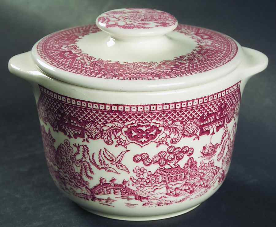 Pink Willow Sugar Bowl & Lid by Royal (USA)-1