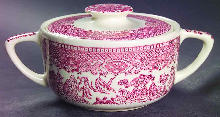 Pink Willow Sugar Bowl & Lid by Royal (USA)-1