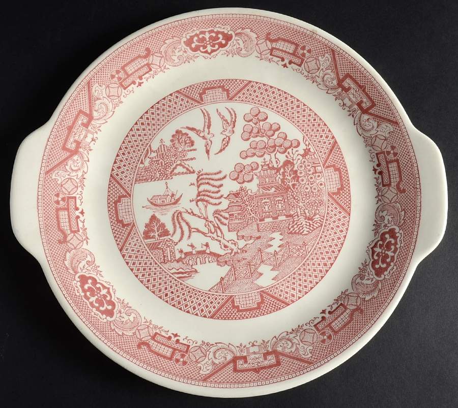 Pink Willow Handled Cake Plate by Royal (USA)-1