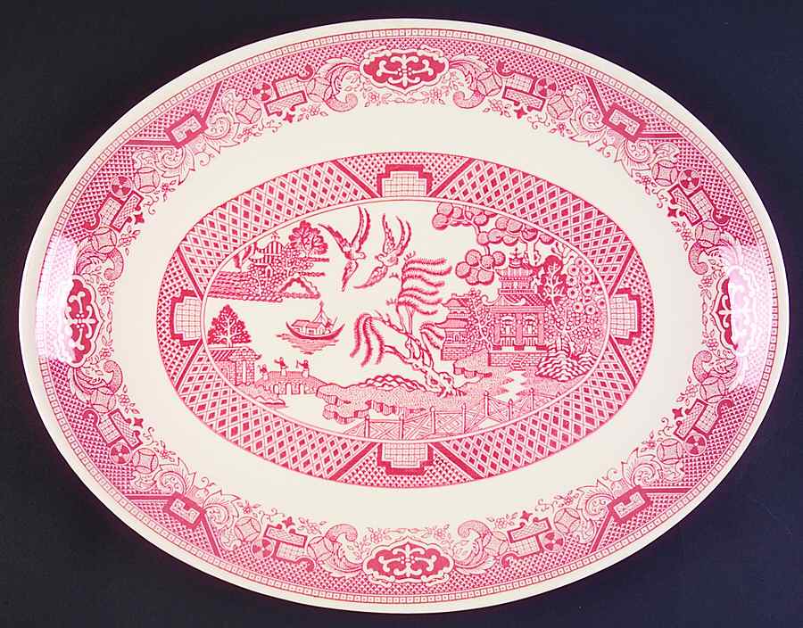 Pink Willow 13" Oval Serving Platter by Royal (USA)-1