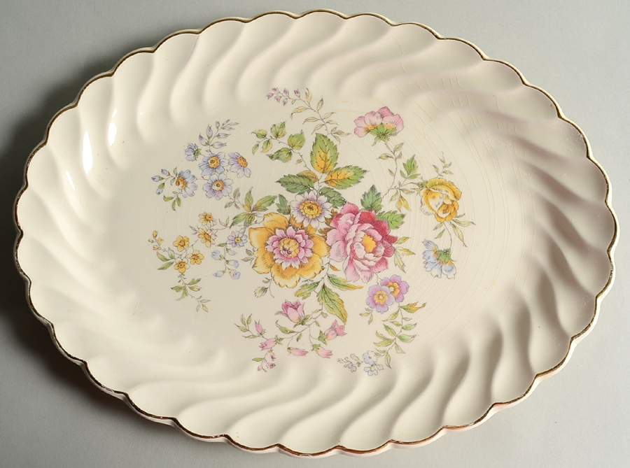Princess Pat Gold(Gold Trim) 13" Oval Serving Platter by Royal (USA)-1