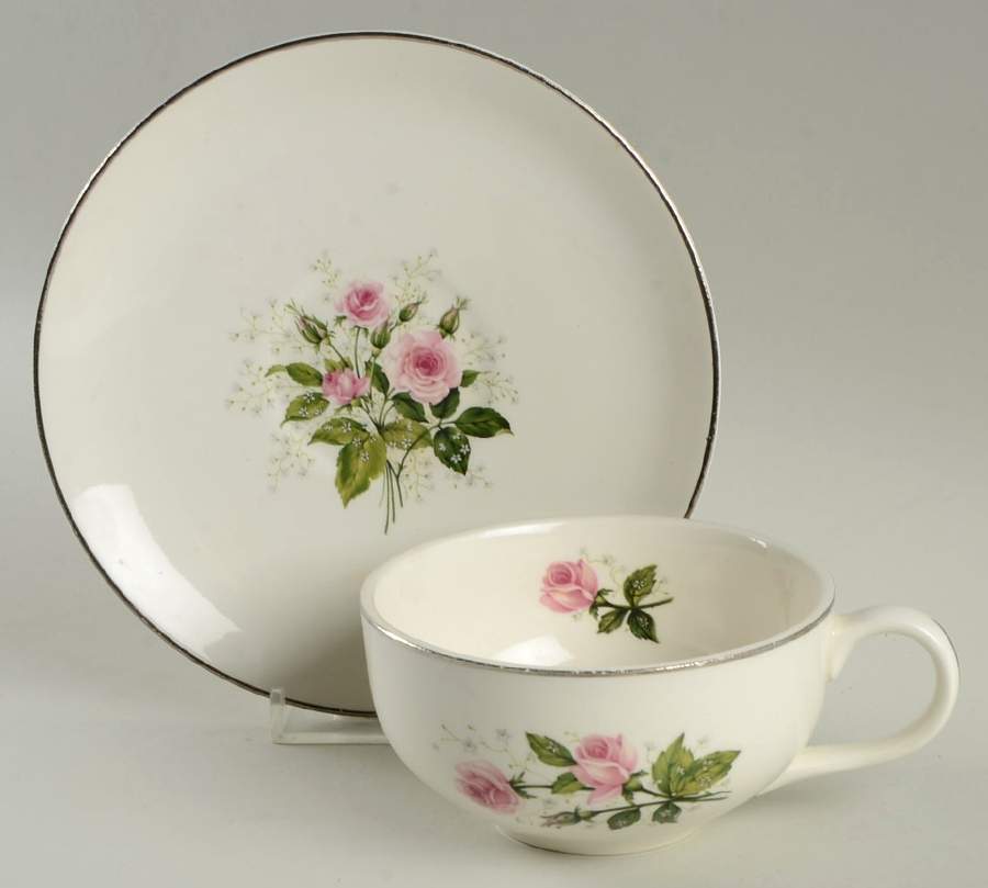 Queen's Rose Flat Cup & Saucer Set by Royal (USA)-1