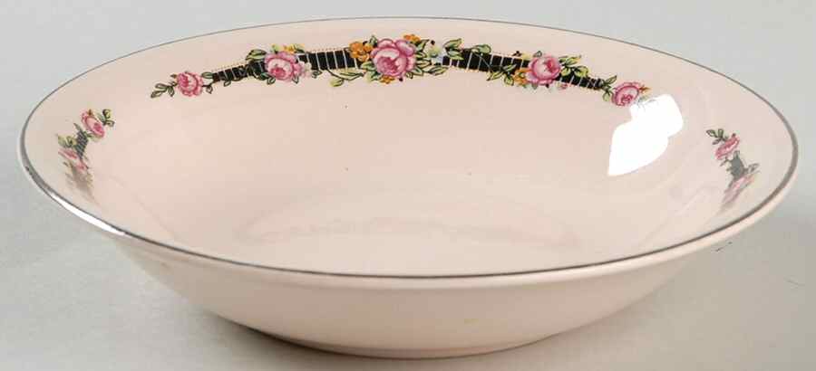 Ribbon Rose (Flowers On Rim Only) Fruit/Dessert (Sauce) Bowl by Royal (USA)-1
