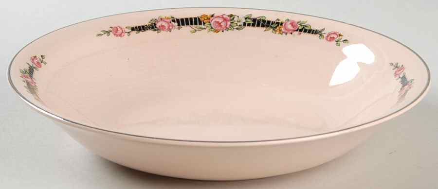 Ribbon Rose (Flowers On Rim Only) Coupe Soup Bowl by Royal (USA)-1