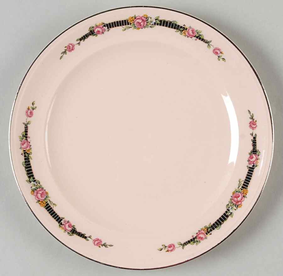 Ribbon Rose (Flowers On Rim Only) Salad Plate by Royal (USA)-1