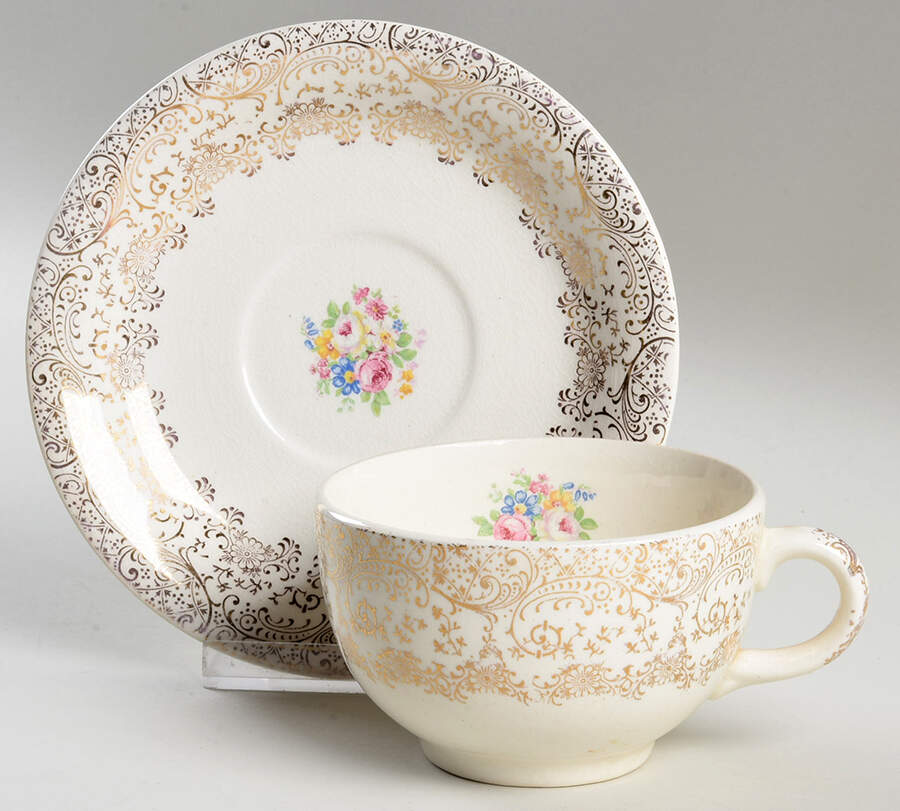 Rose Glory Flat Cup & Saucer Set by Royal (USA)-1
