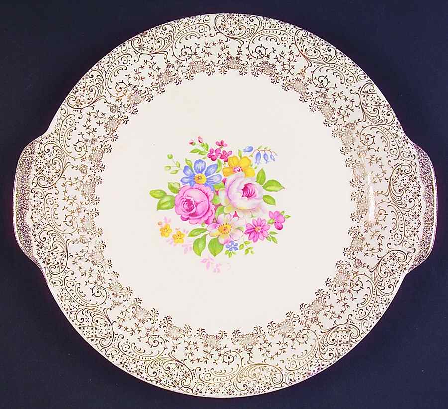 Rose Glory Handled Cake Plate by Royal (USA)-1