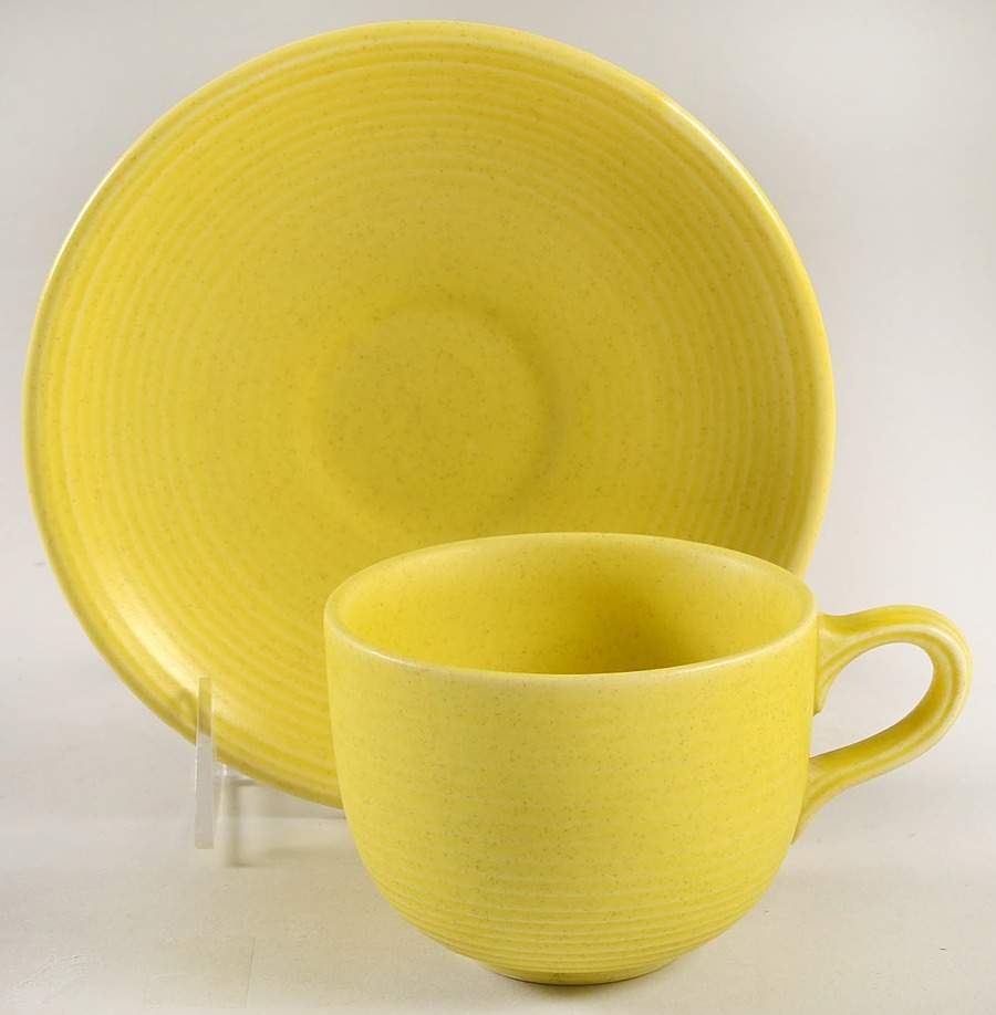 Royal Stone Yellow Flat Cup & Saucer Set by Royal (USA)-1