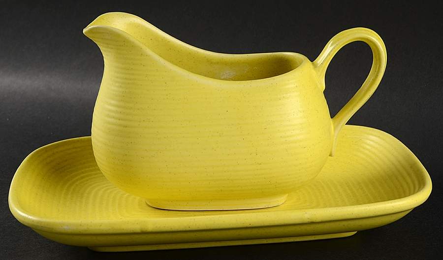 Royal Stone Yellow Gravy Boat & Underplate/Relish by Royal (USA)-1