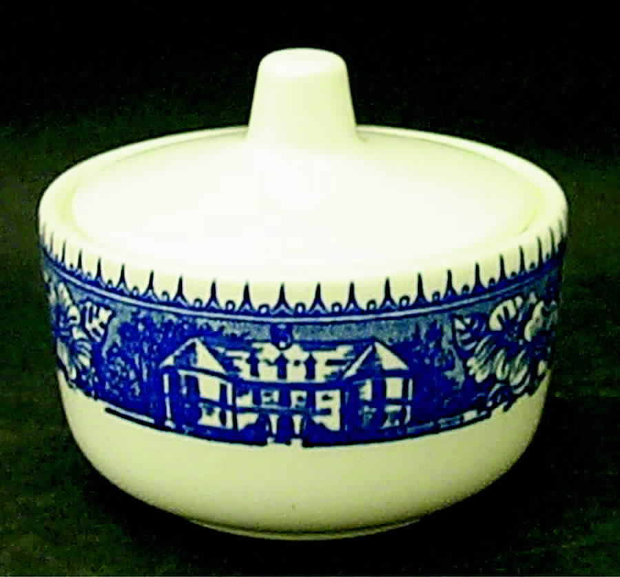 Pilgrim (Navy Blue) Sugar Bowl & Lid by Royal (USA)-1