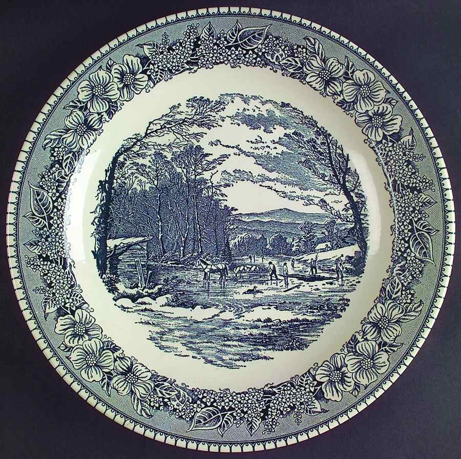 Pilgrim (Navy Blue) 11" Chop Plate (Round Platter) by Royal (USA)-1