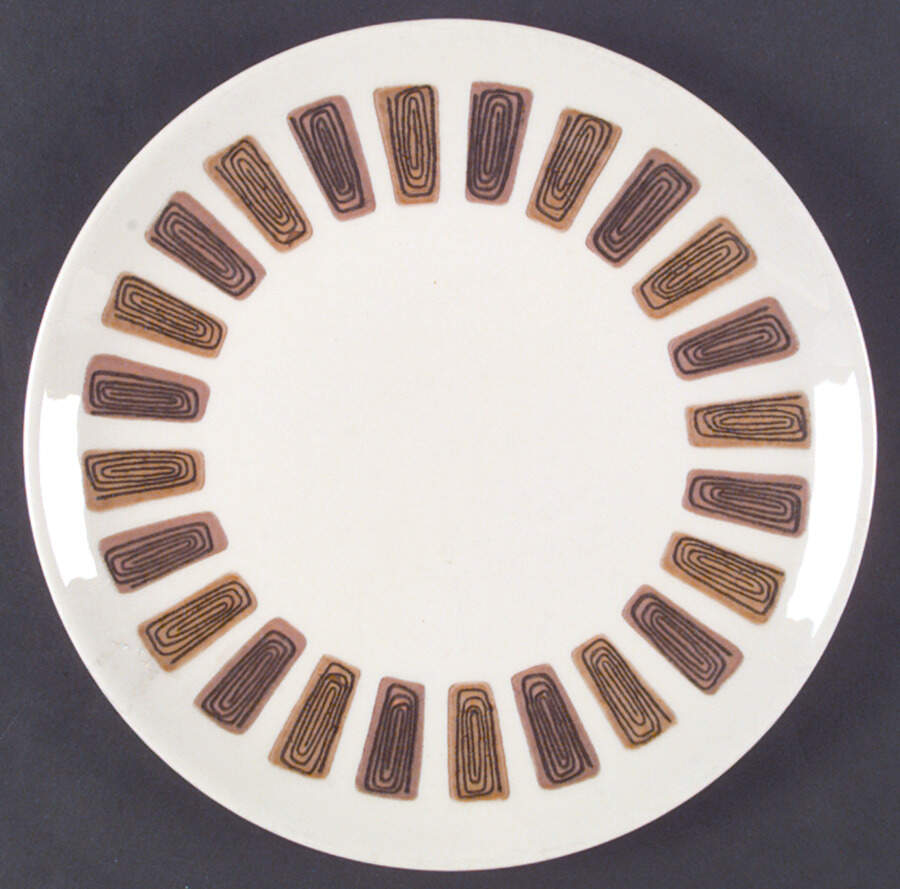 Santa Fe (Brown & Yellow Rectangles) Dinner Plate by Royal (USA)-1