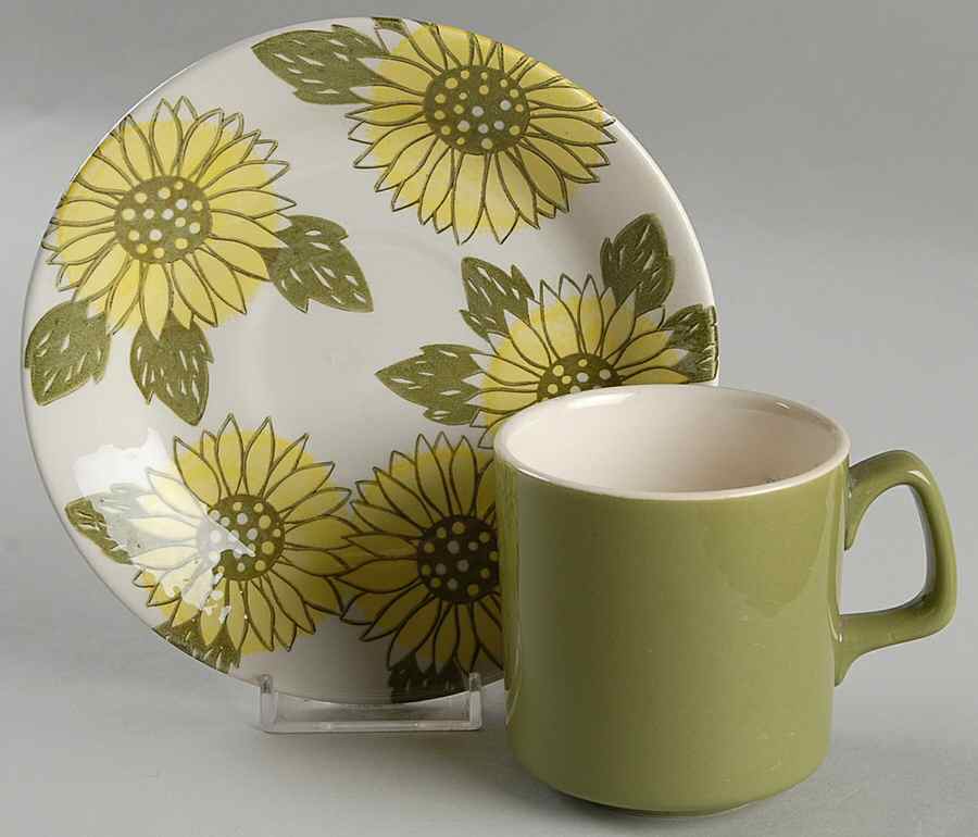 Sunshine Flat Cup & Saucer Set by Royal (USA)-1